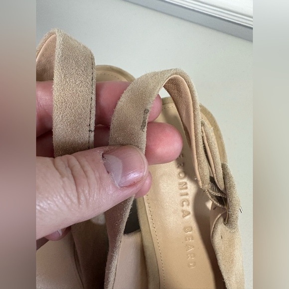 Veronica Beard Dali Suede Wedges | Nude Peep-Toe Sandals | Size 8 - Picture 10 of 16